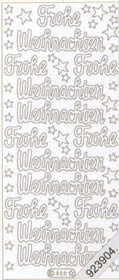 1 Stickers - 10 x 23 cm Frohe Weihnachten - silber, Schriften - deutsch,  Farbe - silber,  Art - Stickers normal,  Jahreszeit - Weihnachten