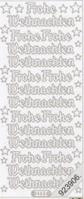 1 Stickers - 10 x 23 cm Frohe Weihnachten - silber, Schriften - deutsch,  Farbe - silber,  Art - Stickers normal,  Jahreszeit - Weihnachten