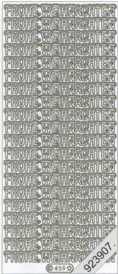 1 Stickers - 10 x 23 cm Frohe Weihnachten - gold, Schriften - deutsch,  Farbe - gold,  Art - Stickers normal