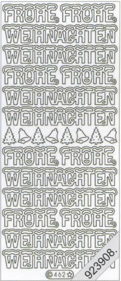 1 Stickers - 10 x 23 cm Frohe Weihnachten - gold, Schriften - deutsch,  Farbe - gold,  Art - Stickers normal