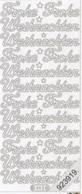 1 Stickers - 10 x 23 cm Frohe Weihnachten - silber, Schriften - deutsch,  Farbe - silber,  Art - Stickers normal,  Jahreszeit - Weihnachten