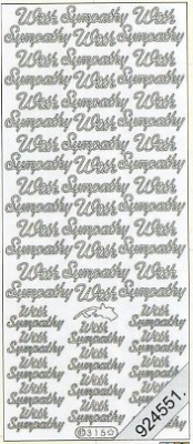 1 Stickers - 10 x 23 cm english - With Sympathy - silber, Schriften - englisch,  Farbe - silber,  Art - Stickers normal