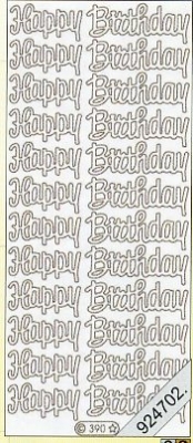 1 Stickers - 10 x 23 cm english - Happy Birthday - gold,  Farbe - gold,  Art - Stickers normal