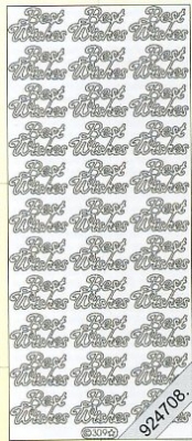 1 Stickers - 10 x 23 cm Best Wishes - silber, Farbe - silber,  Schriften - englisch,  Art - Stickers normal,  Jahreszeit - Everyday,  en - Best Wishes