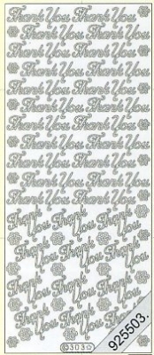 1 Stickers - 10 x 23 cm english - Thank you - gold, Schriften - englisch,  Farbe - gold,  Art - Stickers normal