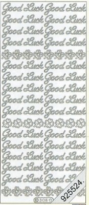 1 Stickers - 10 x 23 cm english - Good Luck - gold, Schriften - englisch,  Farbe - gold,  Art - Stickers normal
