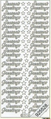 1 Stickers - 10 x 23 cm english - Seasons Greetings - silber, Farbe - silber,  Schriften - englisch,  Art - Stickers normal