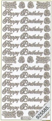 1 Stickers - 10 x 23 cm english - Happy Birthday - gold, Schriften - englisch,  Farbe - gold,  Art - Stickers normal
