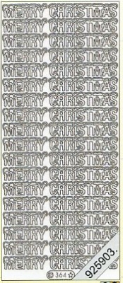 1 Stickers - 10 x 23 cm Merry Christmas - silber, Schriften - englisch,  Farbe - silber,  Art - Stickers Glitter transparent