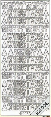 1 Stickers - 10 x 23 cm Merry Christmas - silber, Schriften - englisch,  Farbe - silber,  Art - Stickers Glitter transparent
