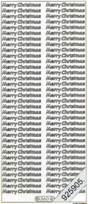 1 Stickers - 10 x 23 cm english - Merry Christmas - silber, Schriften - englisch,  Farbe - silber,  Art - Stickers normal,  Jahreszeit - Weihnachten