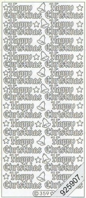1 Stickers - 10 x 23 cm Happy Christmas - silber, Schriften - englisch,  Farbe - silber,  Art - Stickers normal,  Jahreszeit - Weihnachten,  en - Happy Christmas