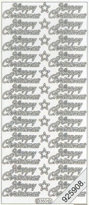 1 Stickers - 10 x 23 cm Happy Christmas - gold, Schriften - englisch,  Farbe - gold,  Art - Stickers normal,  Jahreszeit - Weihnachten,  en - Happy Christmas
