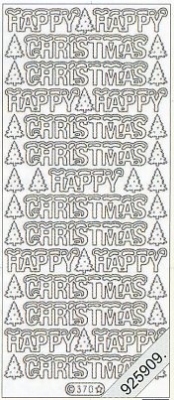 1 Stickers - 10 x 23 cm Happy Christmas - gold, Schriften - englisch,  Farbe - gold,  Art - Stickers Glitter transparent