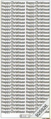 1 Stickers - 10 x 23 cm Happy Christmas - silber, Schriften - englisch,  Farbe - silber,  Art - Stickers normal,  Jahreszeit - Weihnachten,  en - Happy Christmas