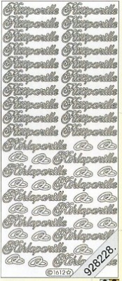 1 Stickers - 10 x 23 cm fi - Hääparille - silber, Schriften - Sonstige,  Farbe - silber,  Art - Stickers normal,  Jahreszeit - Everyday,  fi - Hääparille