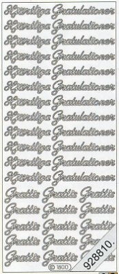 1 Stickers - 10 x 23 cm sw - Hjärtiga Gratulationer - gold, Schriften - Sonstige,  Farbe - gold,  Art - Stickers normal,  Jahreszeit - Everyday,  sw - Hjärtiga Gratulationer