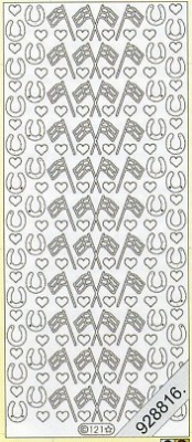 1 Stickers - 10 x 23 cm  - silber, Motiv - Herzen,  Farbe - silber,  Art - Stickers normal