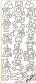 1 Stickers - 10 x 23 cm  - gold, Muster - Figuren,  Farbe - gold,  Art - Stickers normal,  Teddybär