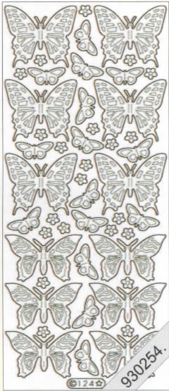 1 Stickers - 10 x 23 cm  - gold, Motiv - Tiere,  Farbe - gold,  Art - Stickers normal,  Schmetterling