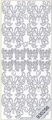1 Stickers - 10 x 23 cm  - silber, Motiv - Tiere,  Farbe - silber,  Art - Stickers normal,  Jahreszeit - Everyday,  Schmetterlinge