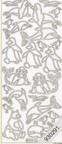 1 Stickers - 10 x 23 cm  - gold, Motiv - Tiere,  Farbe - gold,  Art - Stickers normal