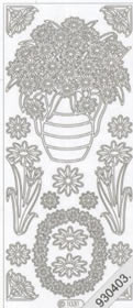 1 Stickers - 10 x 23 cm  - schwarz, Motiv - Blumen,  Farbe - schwarz,  Art - Stickers normal
