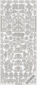 1 Stickers - 10 x 23 cm  - gold, Motiv - Blumen,  Farbe - gold,  Art - Stickers normal