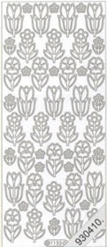 1 Stickers - 10 x 23 cm  - gold, Motiv - Blumen,  Farbe - gold,  Art - Stickers normal