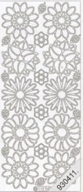 1 Stickers - 10 x 23 cm  - schwarz, Motiv - Blumen,  Farbe - schwarz,  Art - Stickers normal