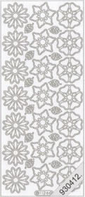 1 Stickers - 10 x 23 cm  - weiß, Motiv - Blumen,  Farbe weiß,  Art - Stickers normal