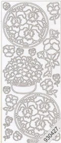 1 Stickers - 10 x 23 cm  - gold, Motiv - Blumen,  Farbe - gold,  Art - Stickers normal