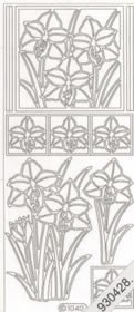 1 Stickers - 10 x 23 cm  - gold, Motiv - Blumen,  Farbe - gold,  Art - Stickers normal