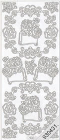 1 Stickers - 10 x 23 cm  - gold, Motiv - Blumen,  Farbe - gold,  Art - Stickers normal