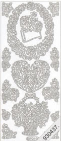 1 Stickers - 10 x 23 cm  - silber, Motiv - Blumen,  Farbe - silber,  Art - Stickers normal