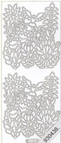1 Stickers - 10 x 23 cm  - silber, Motiv - Blumen,  Farbe - silber,  Art - Stickers normal