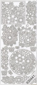 1 Stickers - 10 x 23 cm  - silber, Motiv - Blumen,  Farbe - silber,  Art - Stickers normal
