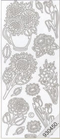 1 Stickers - 10 x 23 cm  - gold, Motiv - Blumen,  Farbe - gold,  Art - Stickers normal