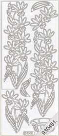 1 Stickers - 10 x 23 cm  - gold, Motiv - Blumen,  Farbe - gold,  Art - Stickers normal