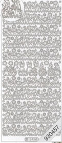 1 Stickers - 10 x 23 cm  - silber, Motiv - Blumen,  Farbe - silber,  Art - Stickers normal