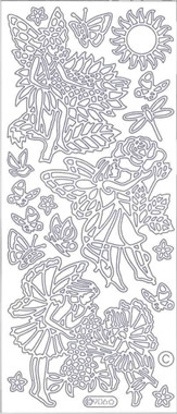 1 Stickers - 10 x 23 cm 0906 - Blumenkinder 1 - gold, Farbe - gold,  Art - Stickers normal,  Jahreszeit - Frühjahr,  0906 - Blumenkinder 1,  Schmetterlinge