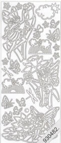 1 Stickers - 10 x 23 cm  - silber,  Farbe - silber,  Art - Stickers normal
