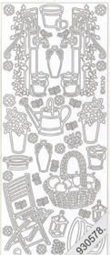 1 Stickers - 10 x 23 cm  - silber,  Farbe - silber,  Art - Stickers normal,  Jahreszeit - Sommer,  Garten
