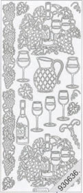 1 Stickers - 10 x 23 cm  - silber,  Farbe - silber,  Art - Stickers normal,  Wein,  Getränke