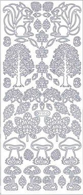 1 Stickers - 10 x 23 cm 0916 - Herbst, Eichhorn, - gold,  Farbe - gold,  Art - Stickers normal,  Jahreszeit - Herbst,  0916 - Herbst,  Eichhorn,  Pilze,  Baum