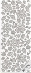 1 Stickers - 10 x 23 cm  - silber, Motiv - Blumen,  Farbe - silber,  Art - Stickers normal