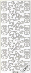 1 Stickers - 10 x 23 cm  - hell, Motiv - Tiere,  Farbe - sonstige,  Art - Stickers normal