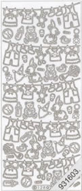 1 Stickers - 10 x 23 cm  - silber,  Farbe - silber,  Art - Stickers normal