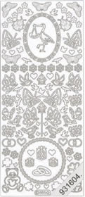 1 Stickers - 10 x 23 cm  - silber, Motiv - Tiere,  Farbe - silber,  Art - Stickers normal