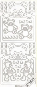 1 Stickers - 10 x 23 cm  - silber, Muster - Figuren,  Farbe - silber,  Art - Stickers normal
